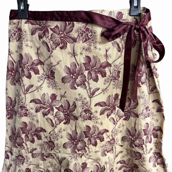 Elevenses Anthropologie Skirt Aline Floral Side Tie Cream Sz 8 Whimsical Whimsy - Picture 2 of 5